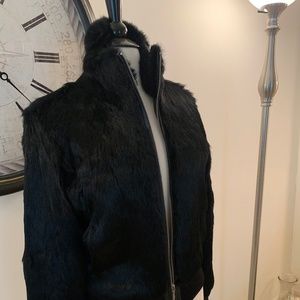 Black Large Real Genuine Rabbit Fur Jacket